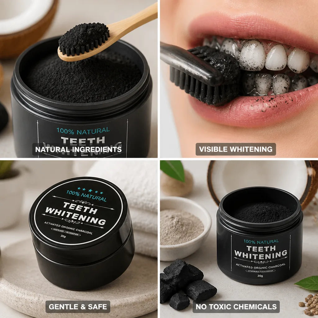 Teeth Whitening Powder Activated Coconut Charcoal Bentonite Clay