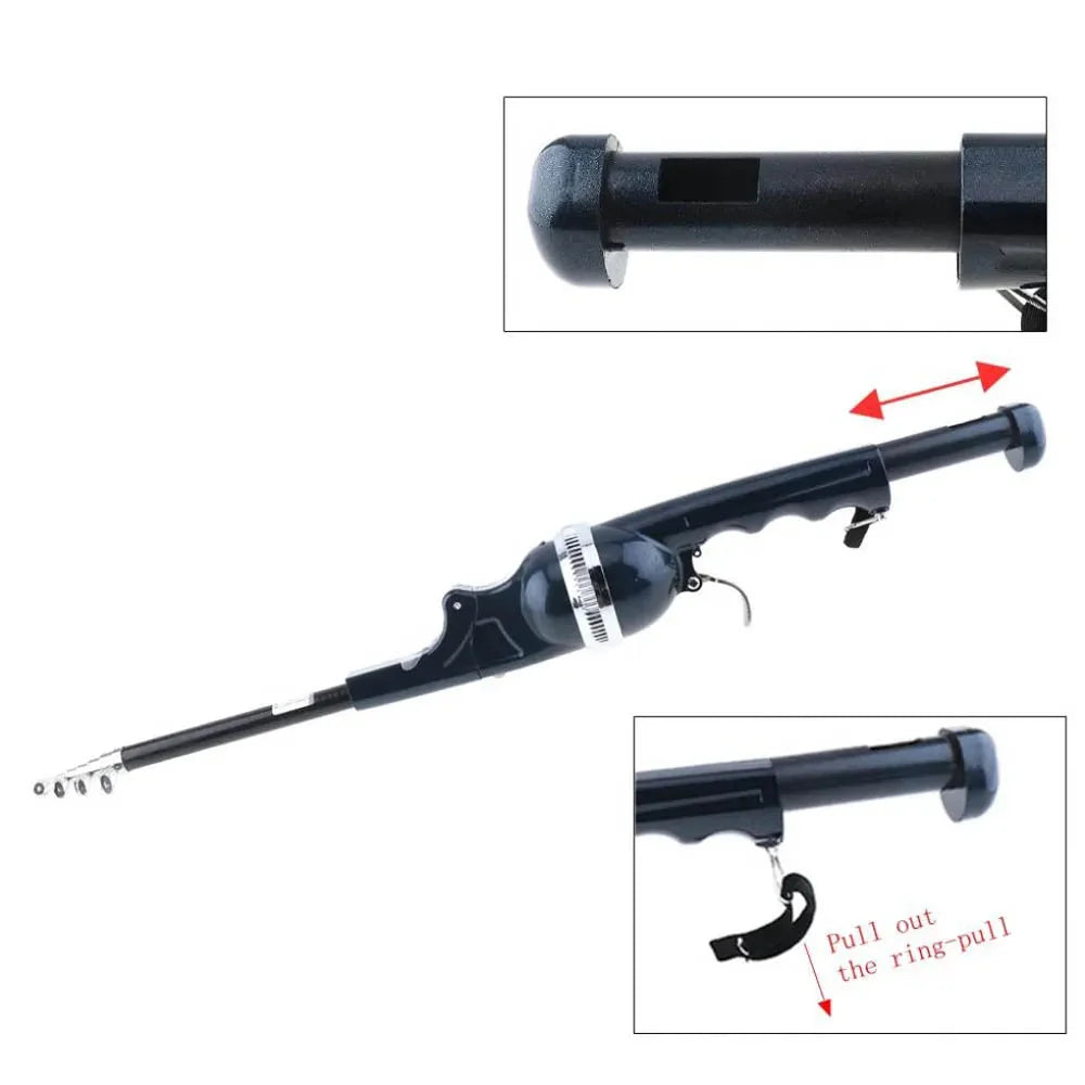 Telescopic Fishing Rod Compact Foldable Fiberglass 55 Inch