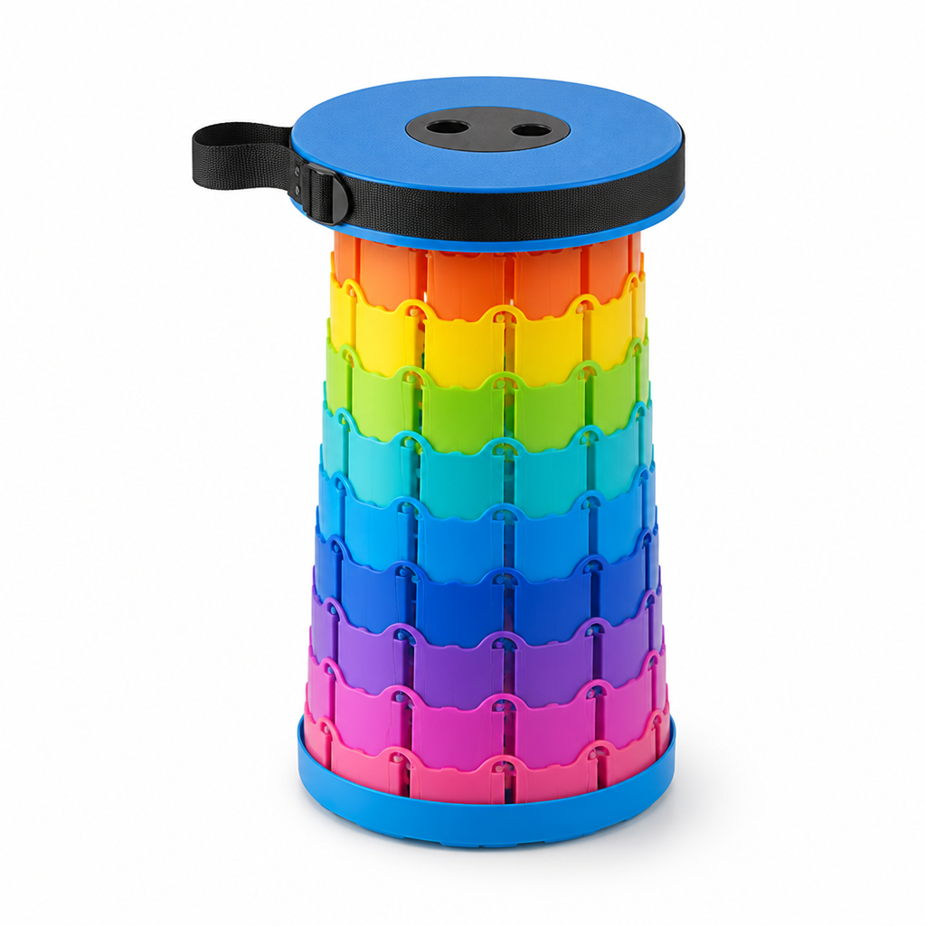 Telescopic Height-Adjustable Folding Stool (Non-Slip Top)