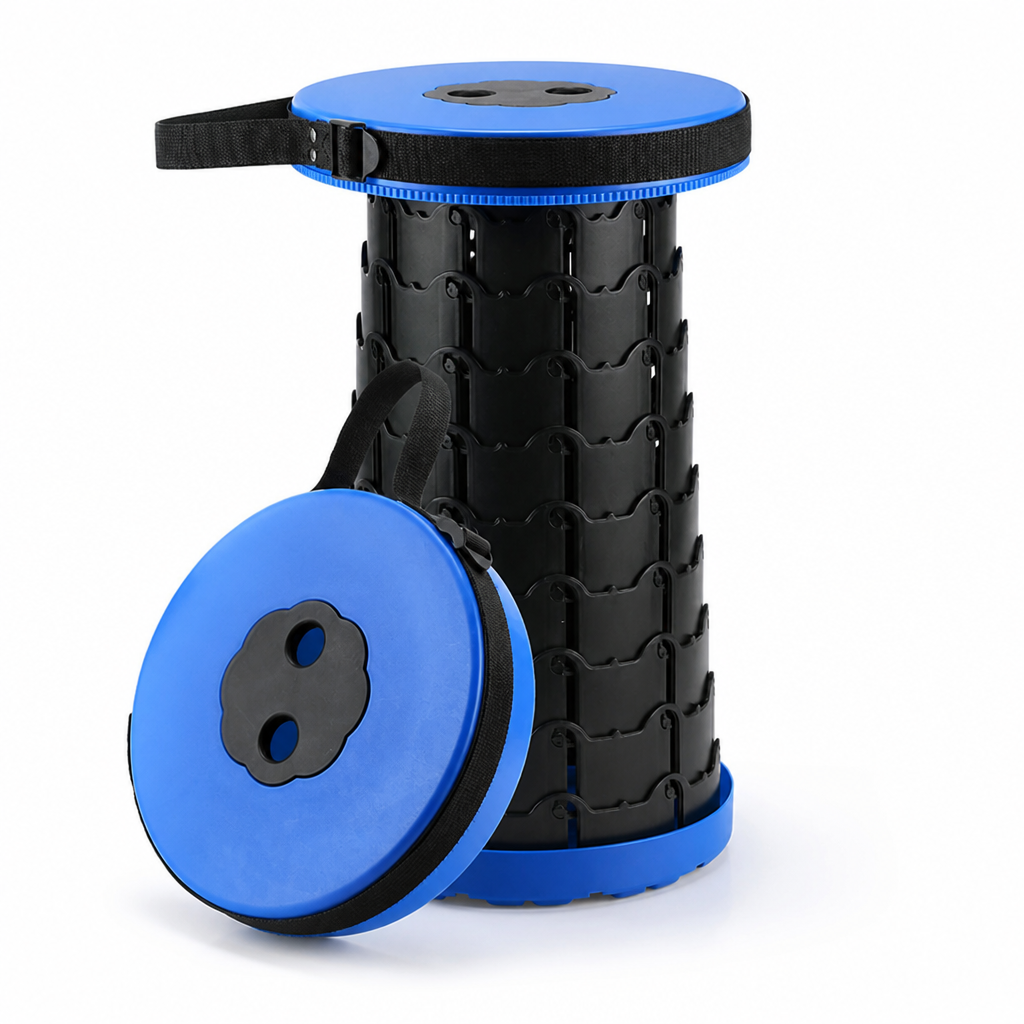 Telescopic Height-Adjustable Folding Stool (Non-Slip Top)