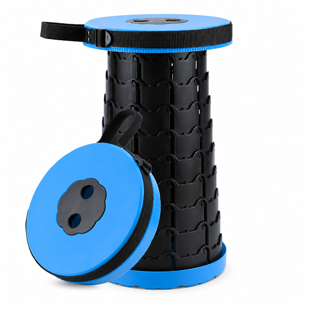 Telescopic Height-Adjustable Folding Stool (Non-Slip Top)