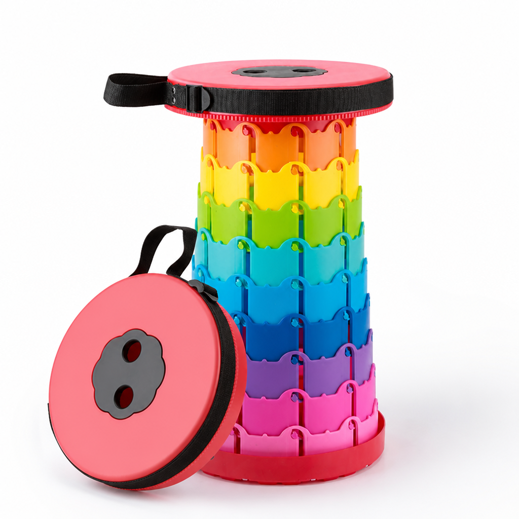 Telescopic Height-Adjustable Folding Stool (Non-Slip Top)