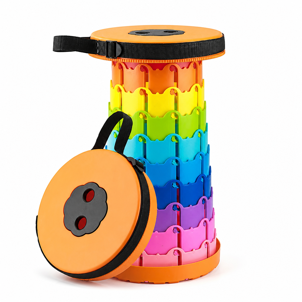 Telescopic Height-Adjustable Folding Stool (Non-Slip Top)
