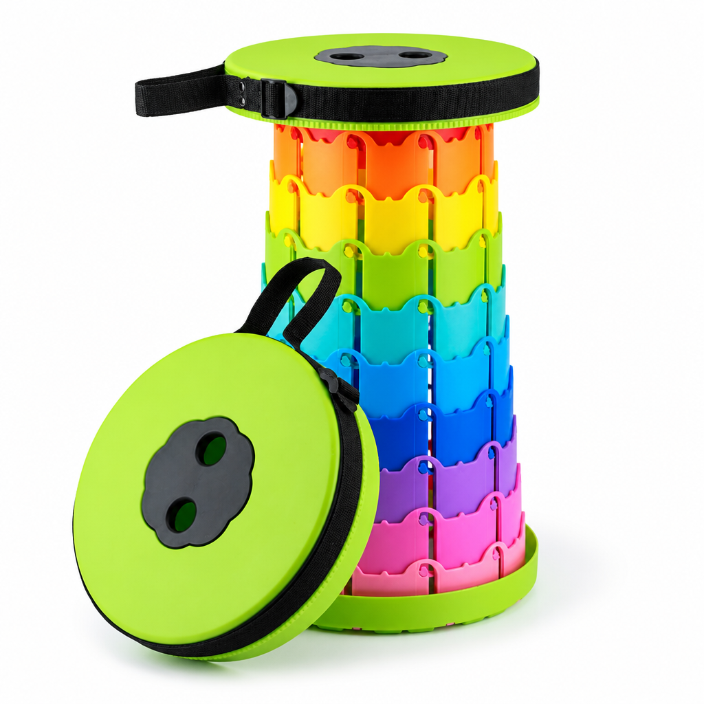 Telescopic Height-Adjustable Folding Stool (Non-Slip Top)