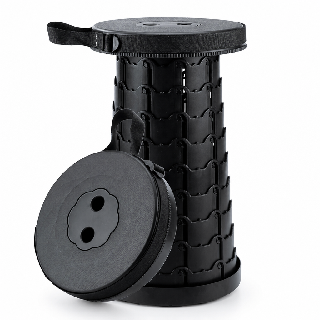 Telescopic Height-Adjustable Folding Stool (Non-Slip Top)
