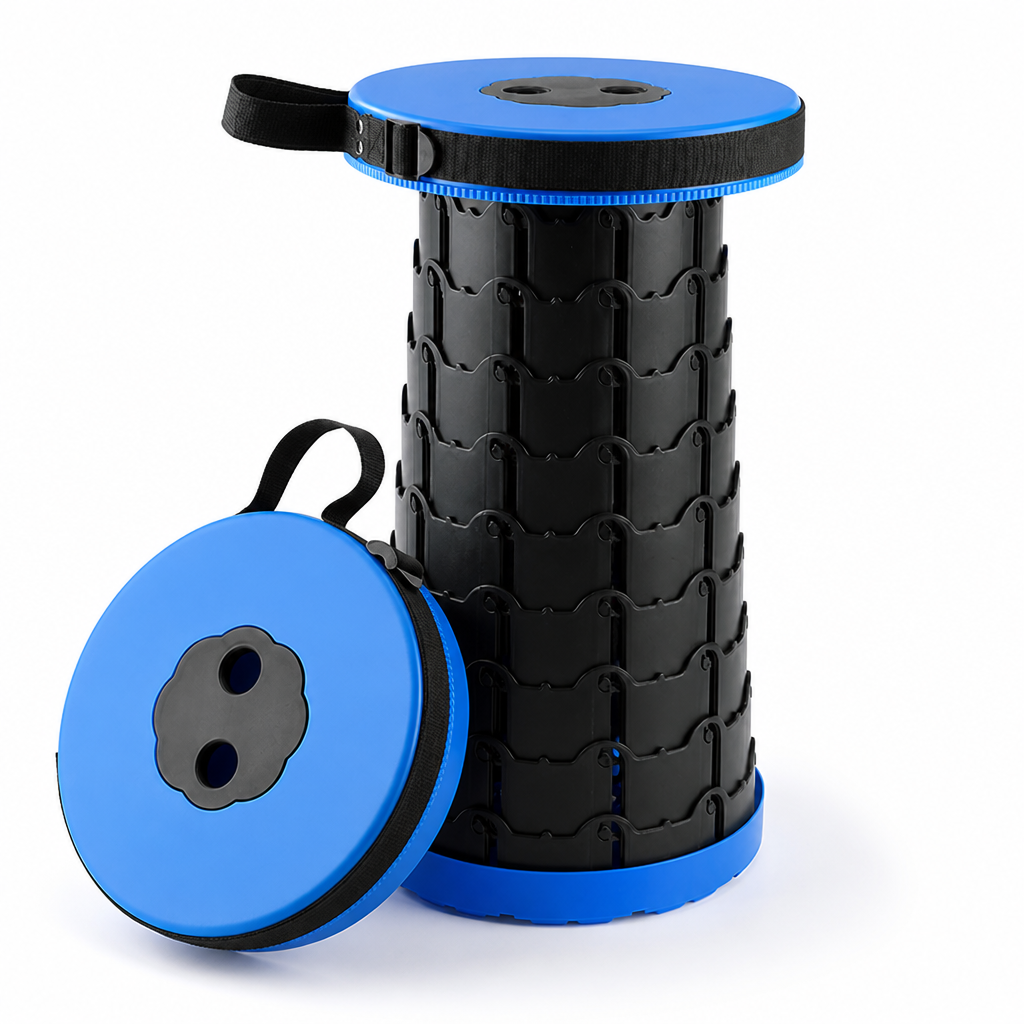 Telescopic Height-Adjustable Folding Stool (Non-Slip Top)