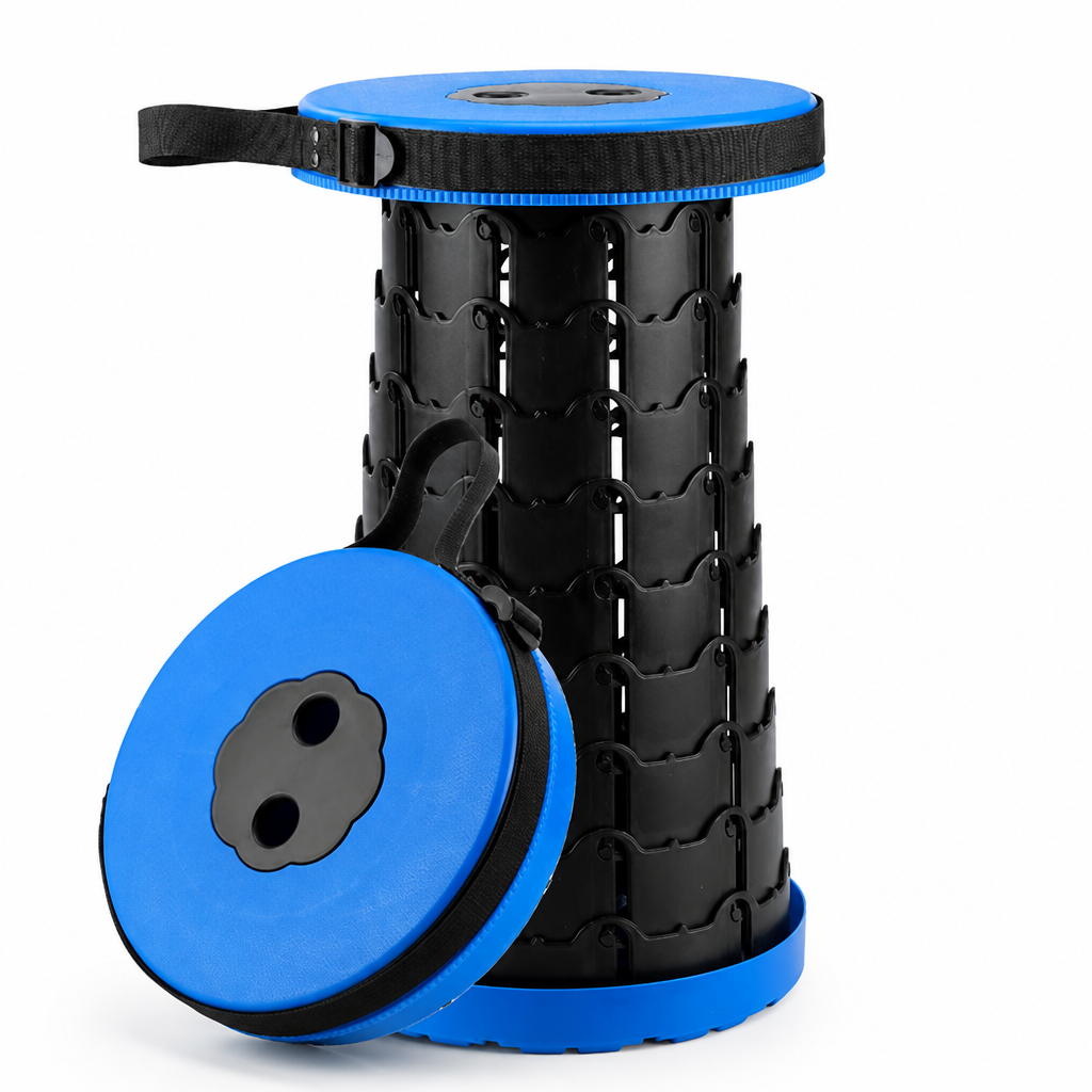 Telescopic Height-Adjustable Folding Stool (Non-Slip Top)