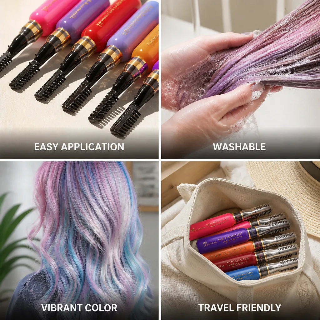 Temporary Hair Color Mascara Washable Set of 6