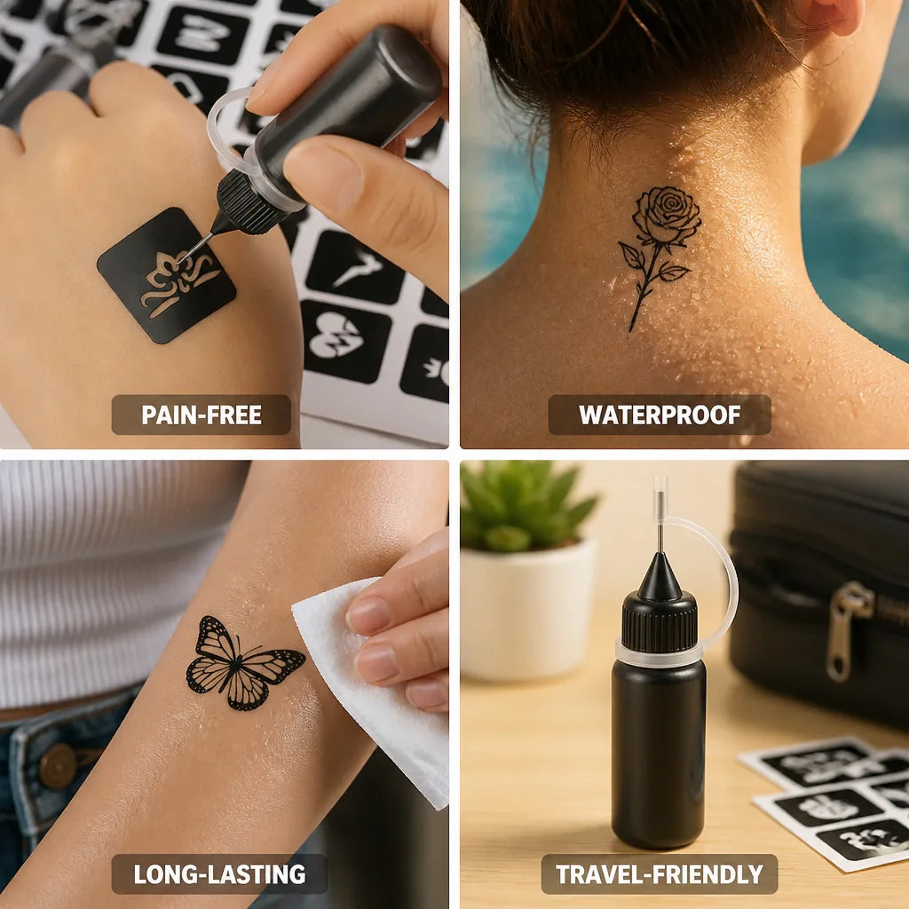 Temporary Tattoo Kit Waterproof Long-Lasting Non-Toxic