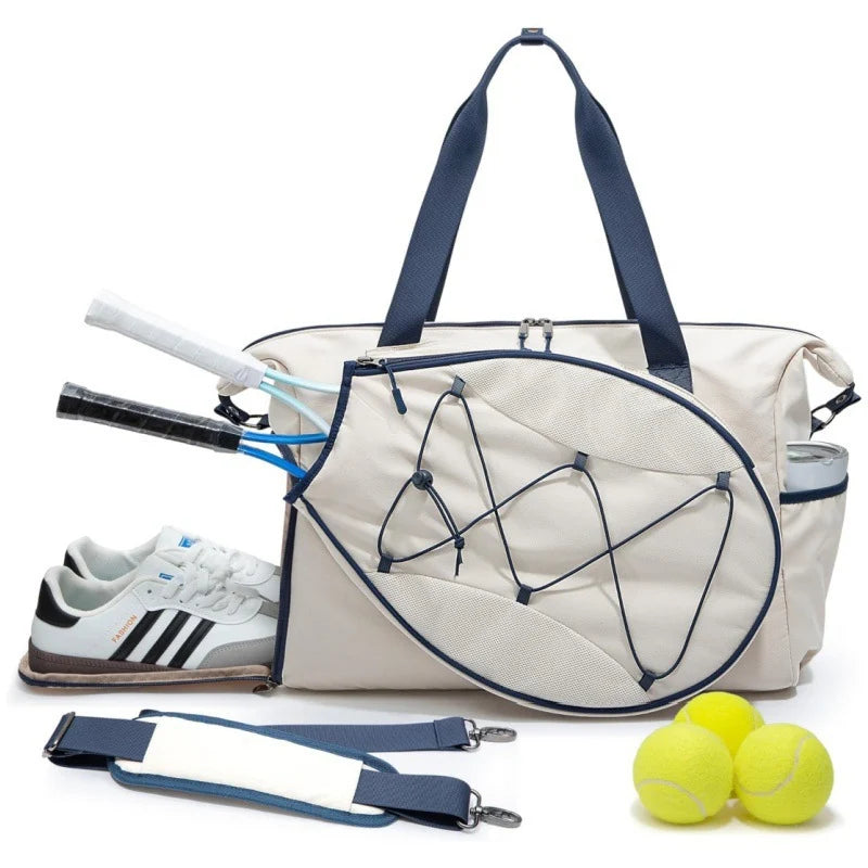 Tennis Bag Weather-Resistant Spacious Compartment Detachable Shoulder Strap
