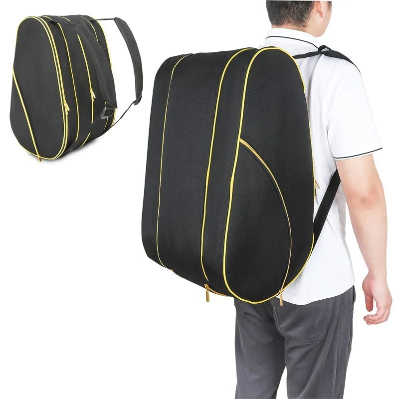 Tennis Racket Bag Weather-Resistant Multiple Compartments Detachable Strap
