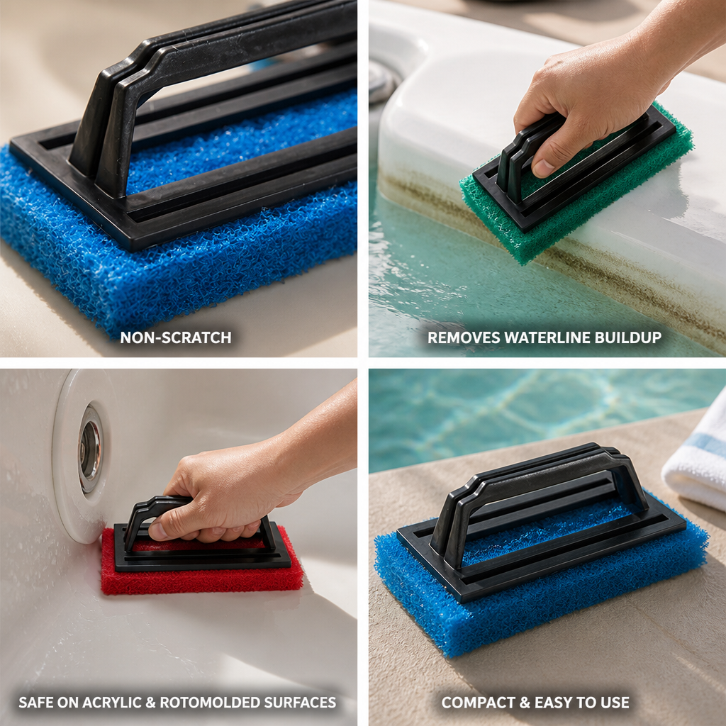 Terry Cloth Non-Scratch Waterline Sponge Brush (For Spas & Bathtubs)