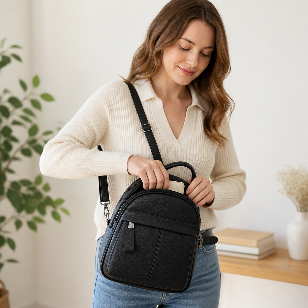 Textured Convertible Multi-Pocket Crossbody Bag