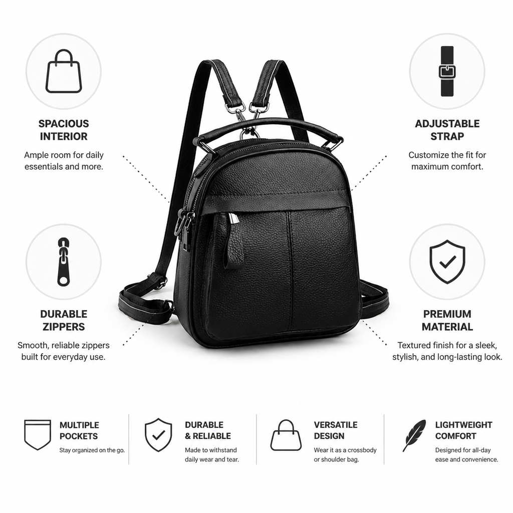 Textured Convertible Multi-Pocket Crossbody Bag