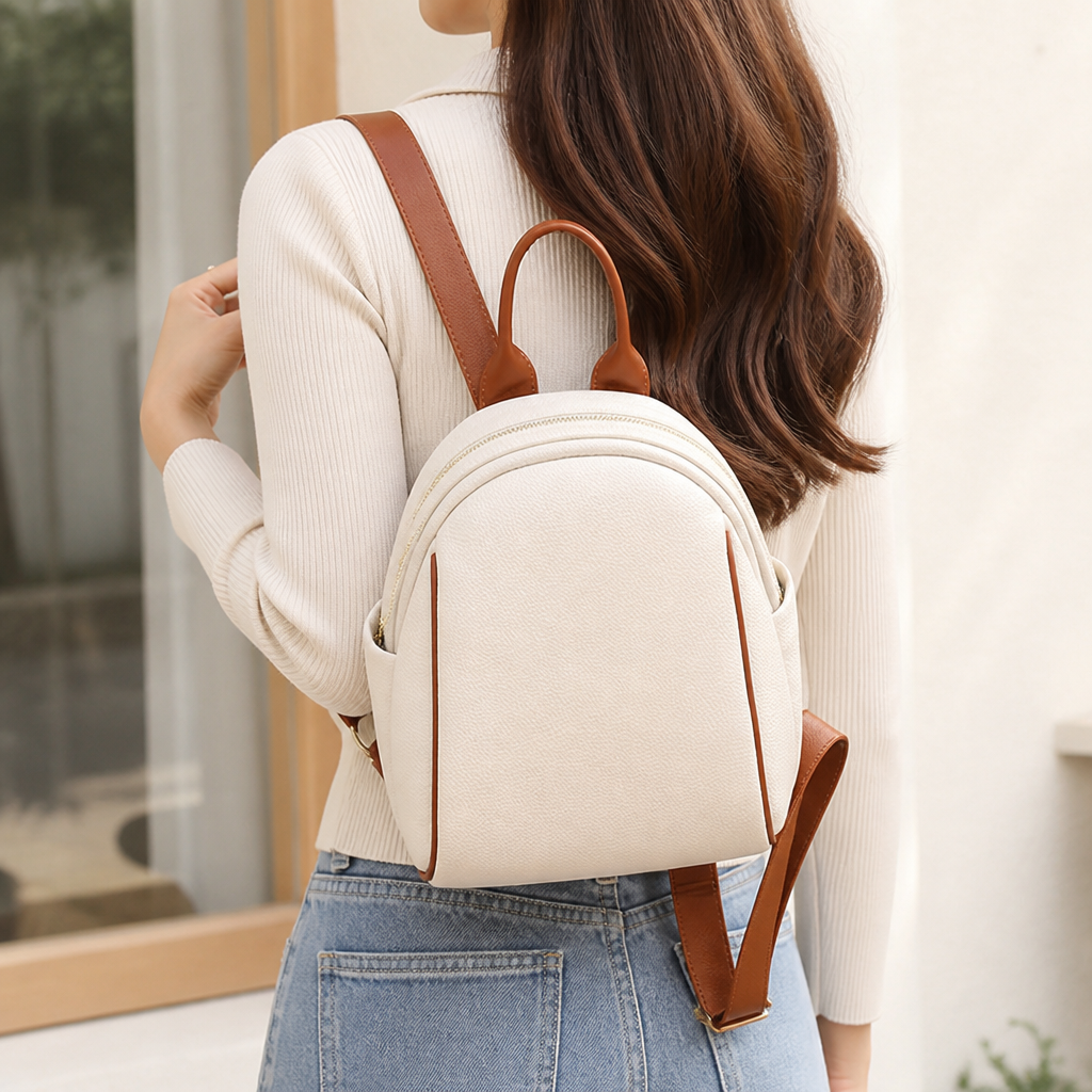 Textured Faux Leather Mini Backpack (Padded Straps)