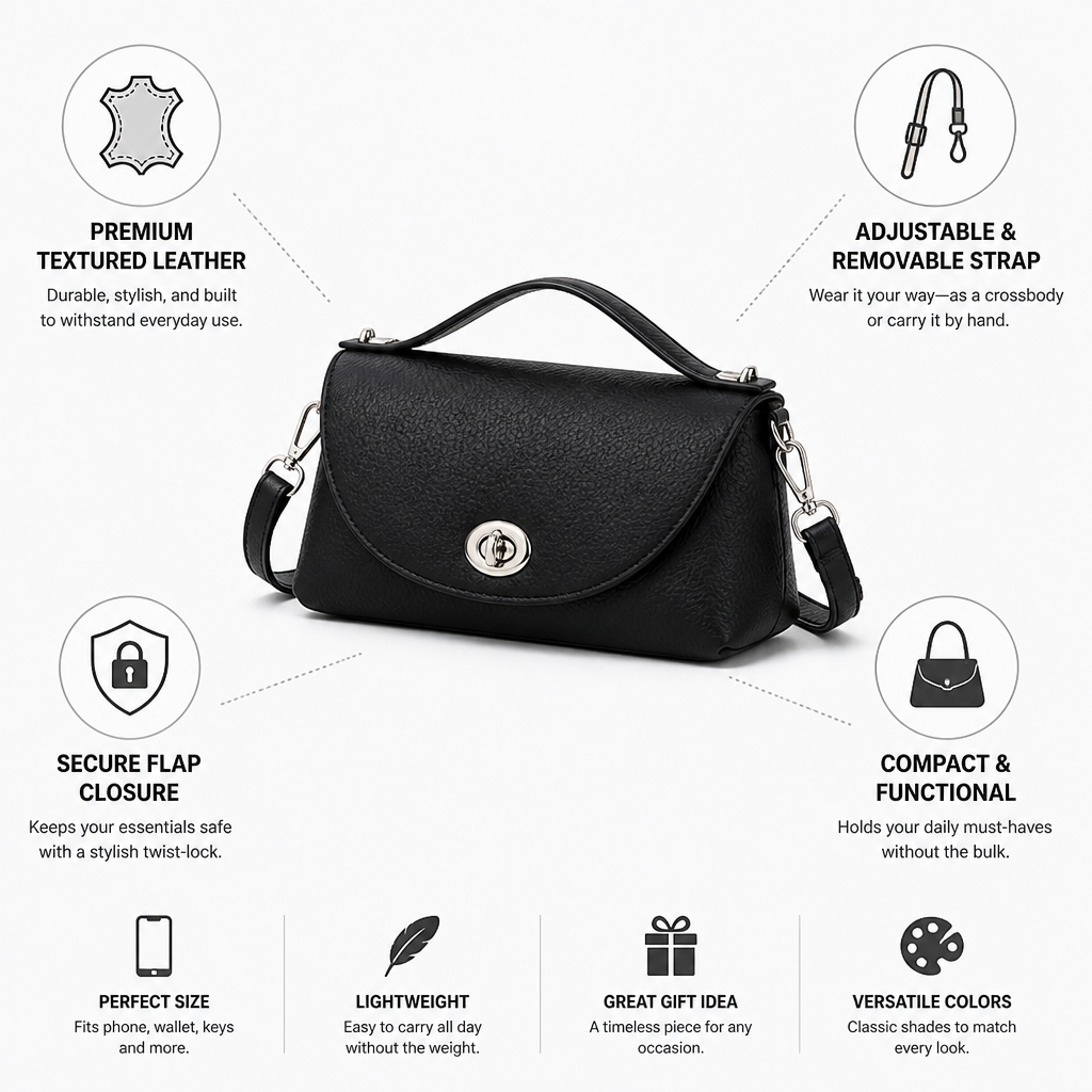 Textured Leather Adjustable & Removable Strap Mini Crossbody Bag