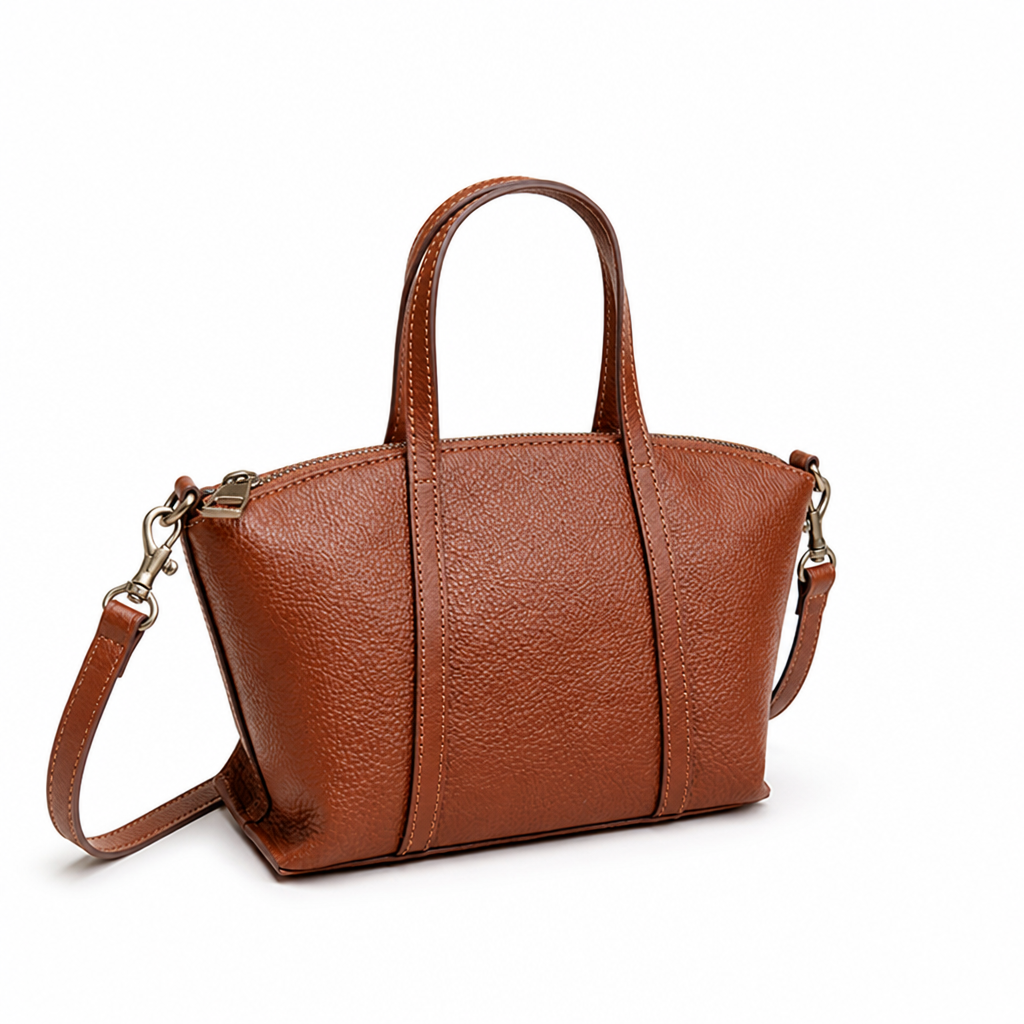 Textured Leather Convertible Handbag (Detachable Strap)