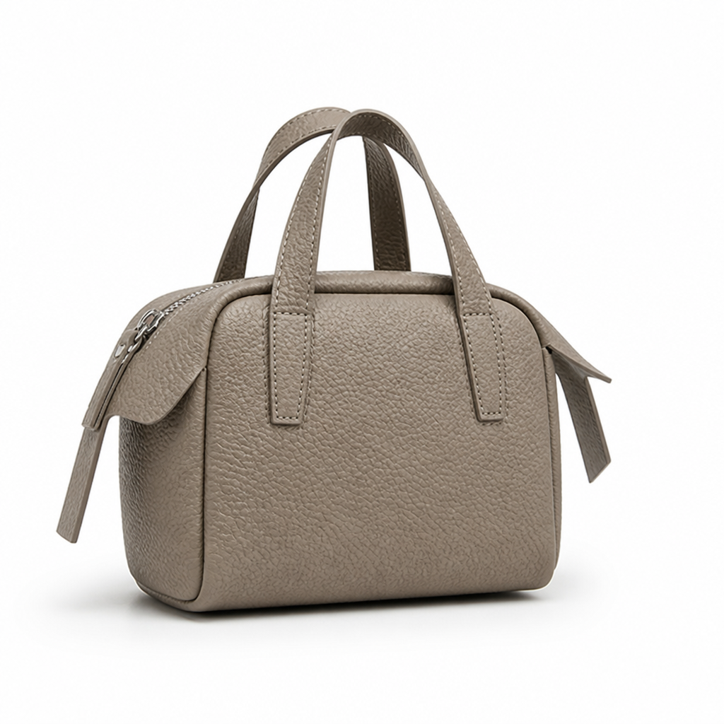 Textured Leather Top-Handle Mini Handbag