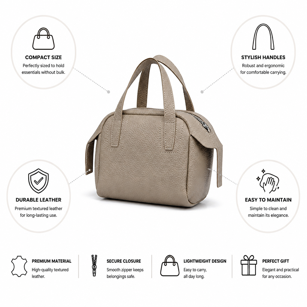 Textured Leather Top-Handle Mini Handbag