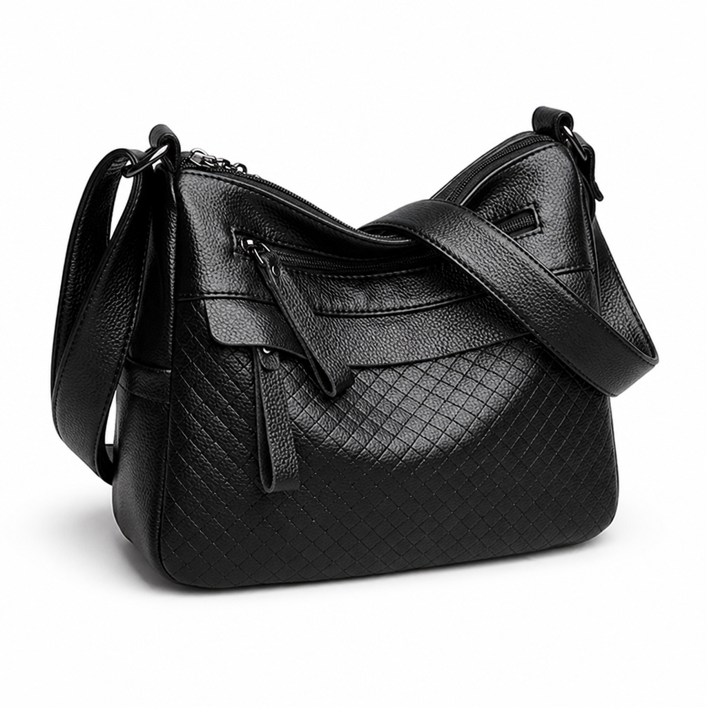 Textured Quilted Vegan Leather Shoulder Bag