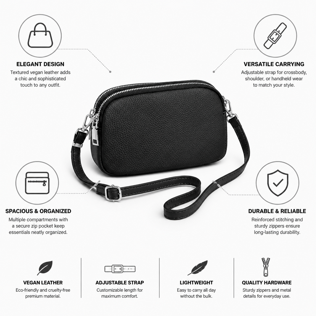 Textured Vegan Leather Crossbody Bag