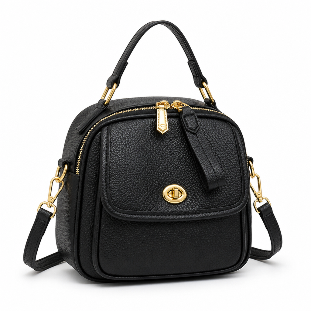Textured Vegan Leather Crossbody Handbag