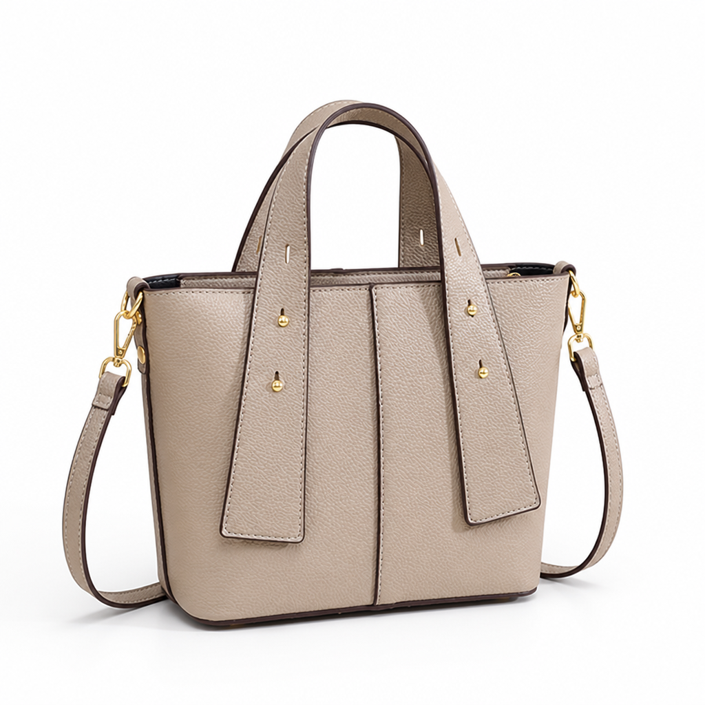 Textured Vegan Leather Multi-Pocket Tote (Detachable Shoulder Strap)