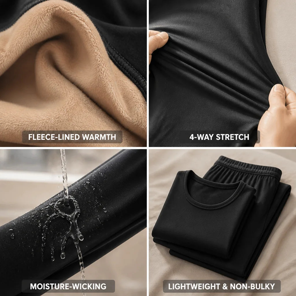 Thermal Base Layer Set Fleece-Lined Moisture-Wicking