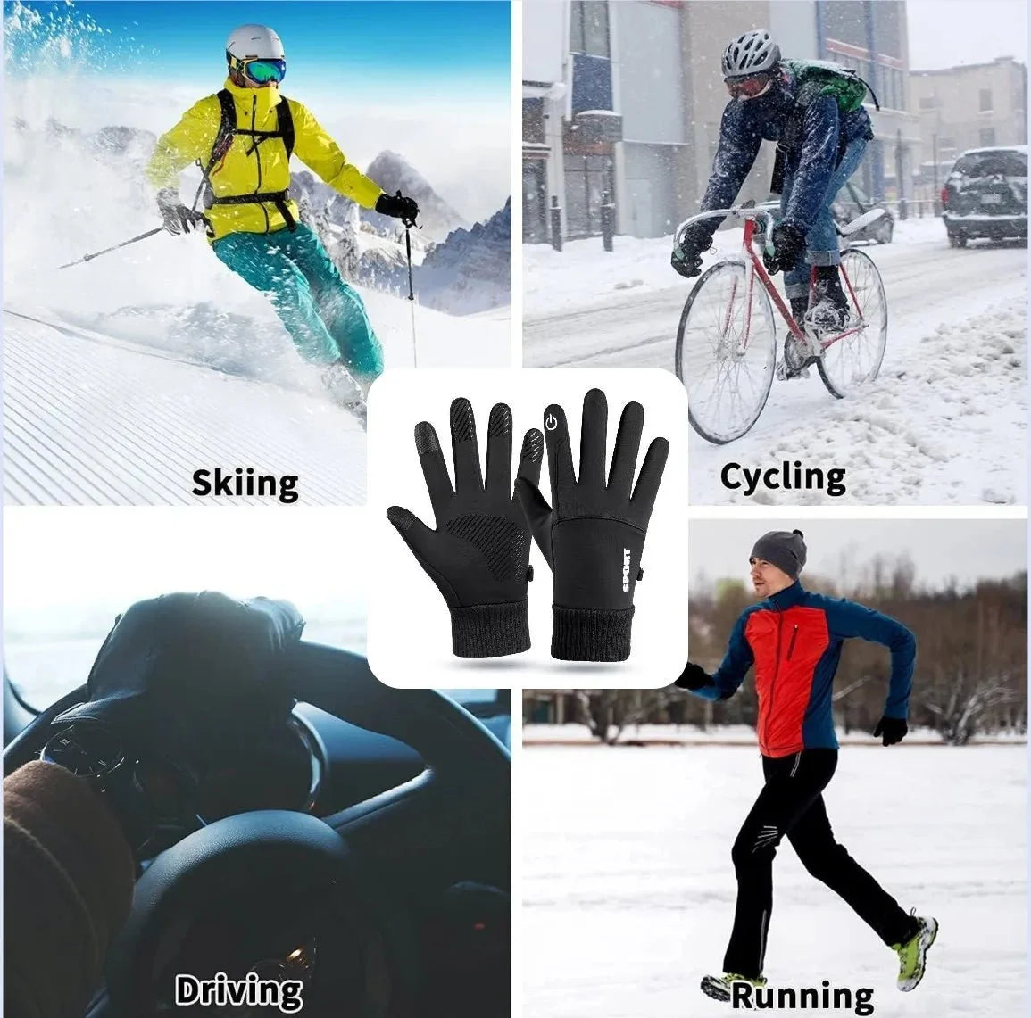 Thermal Gloves Touchscreen-Compatible Water-Resistant Non-Slip Grip