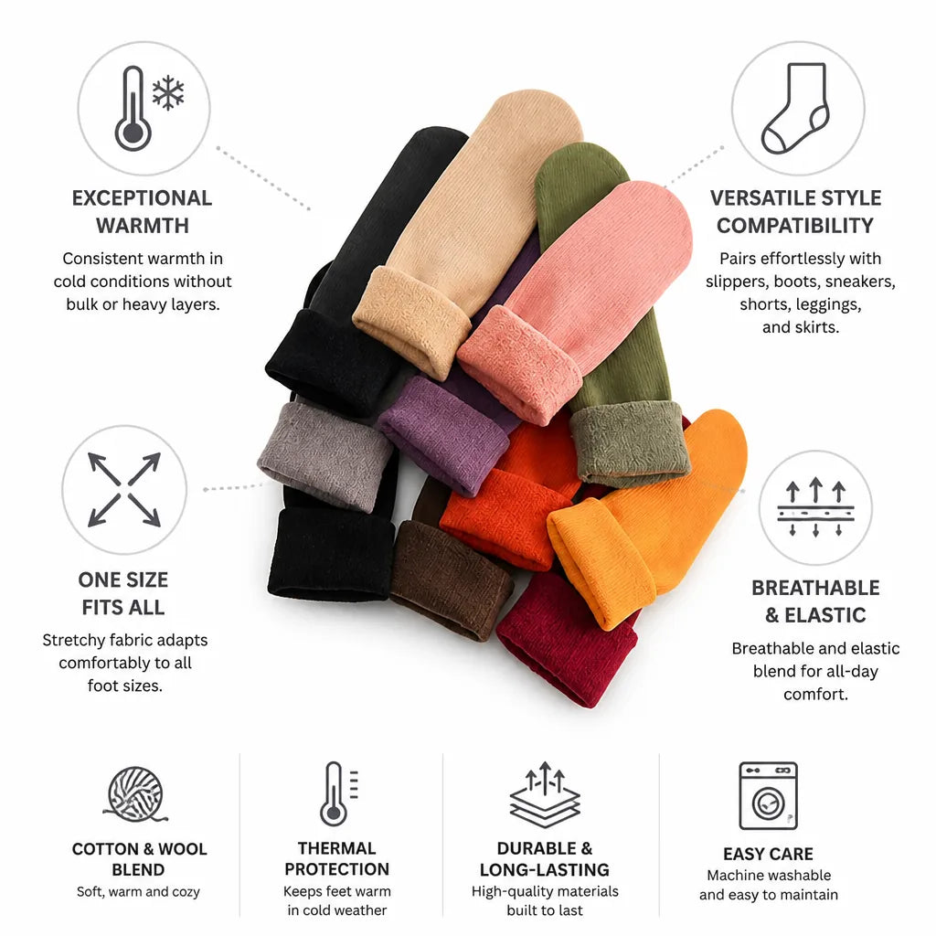 Thermal Socks Cotton & Wool Blend One Size