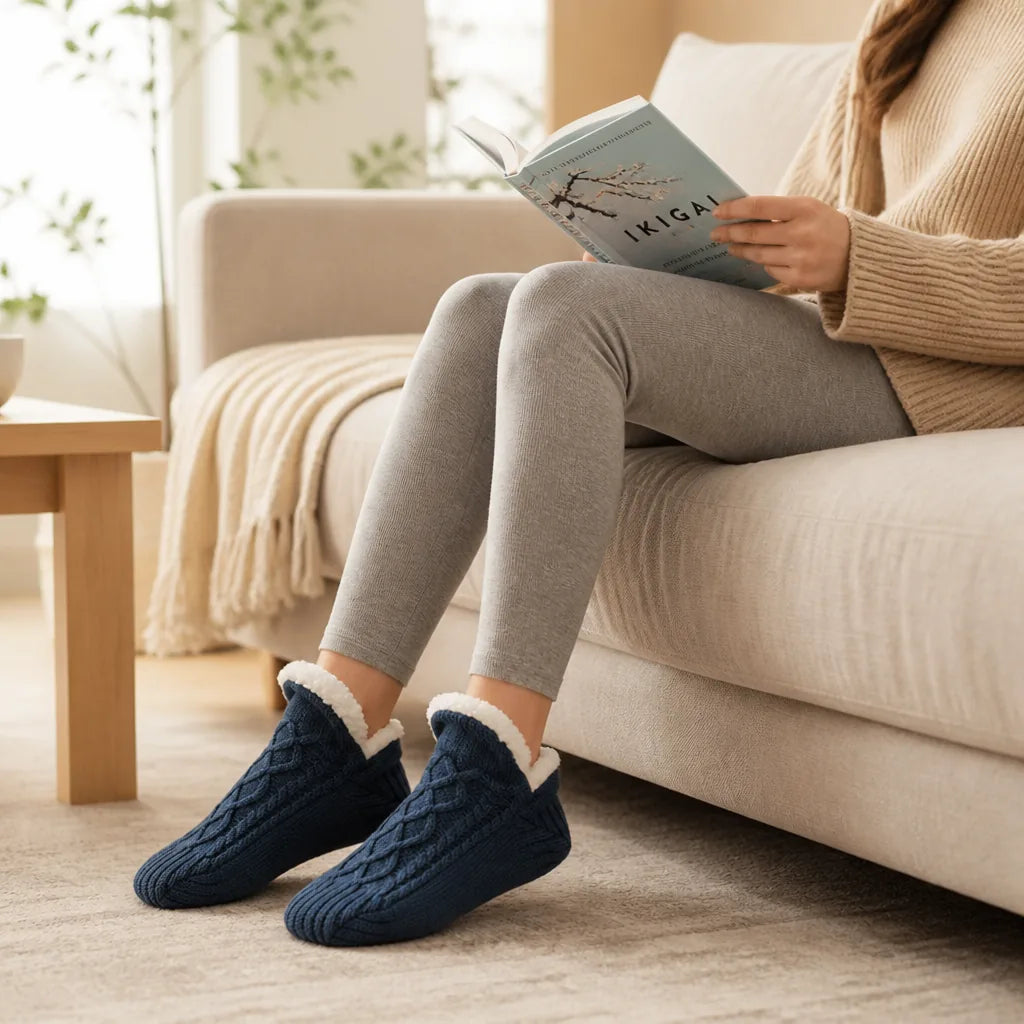 Thermal Socks Fleece-Lined Non-Slip Grip