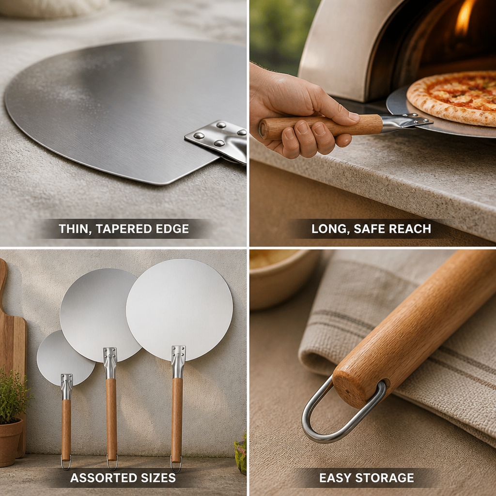 Thin Tapered Stainless Steel Pizza Peel Set (Assorted Sizes)