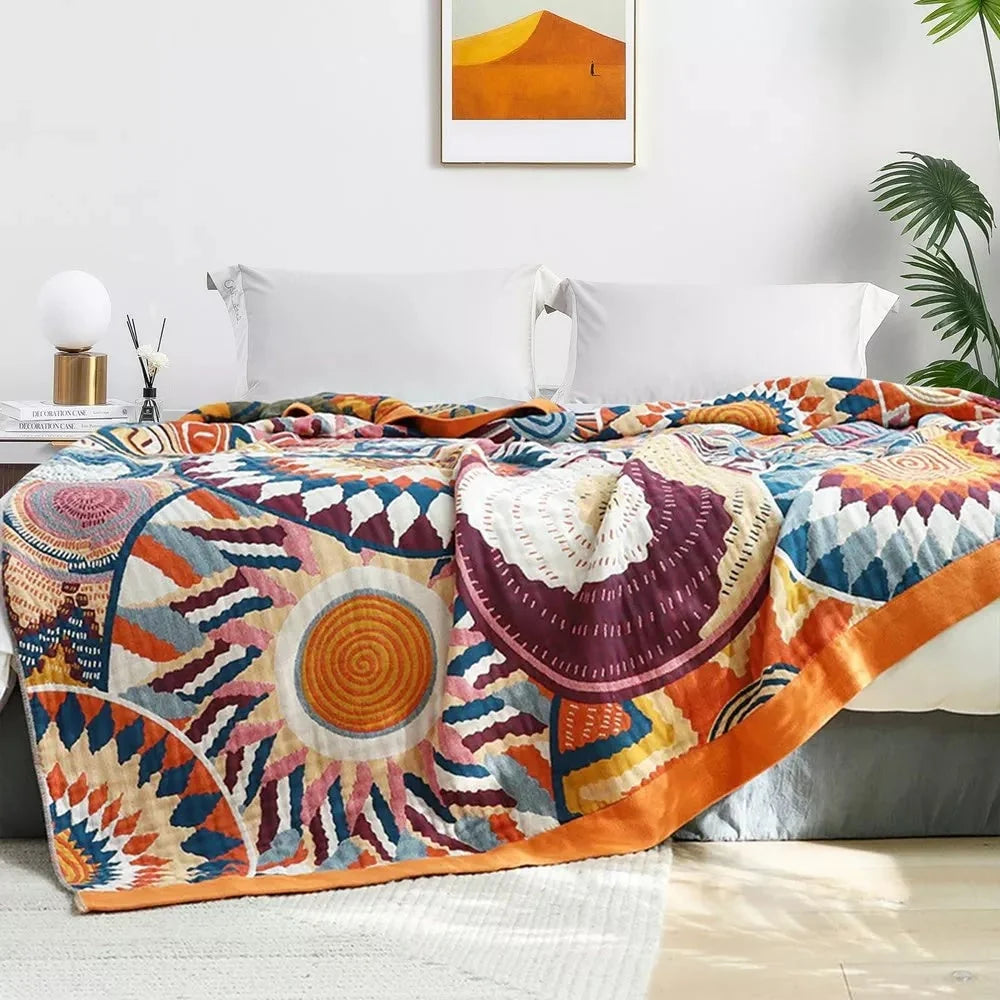 Throw Blanket Brushed Cotton Lightweight Machine Washable