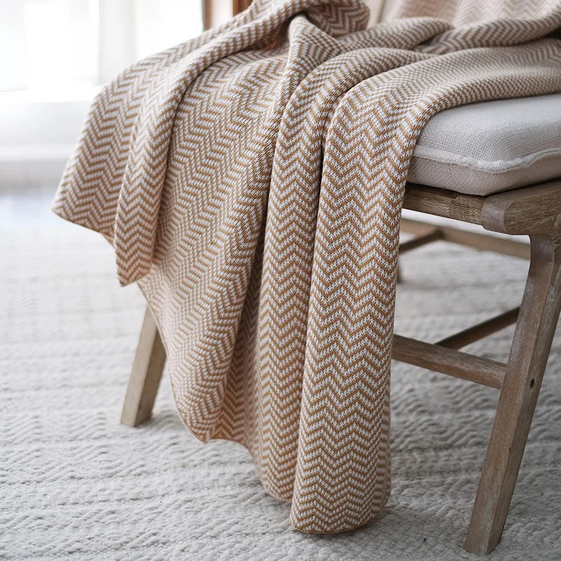 Throw Blanket Herringbone Soft Machine Washable