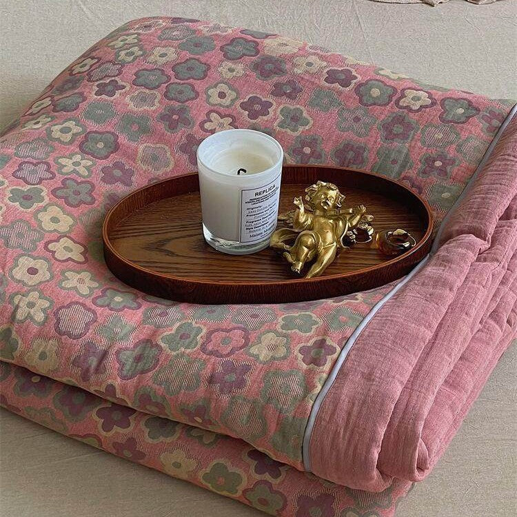 Throw Blanket Lightweight Quilted Cotton-Linen