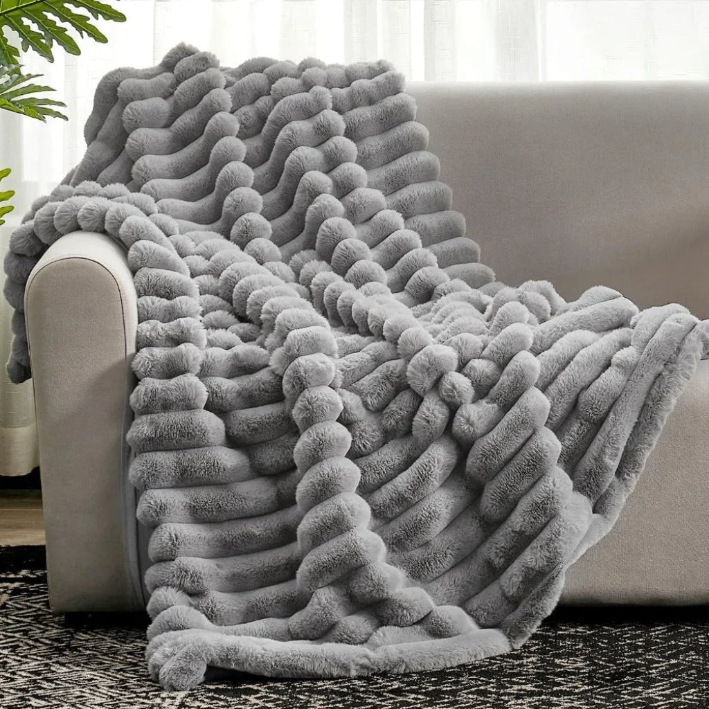 Throw Blanket Oversized Textured Plush Machine Washable