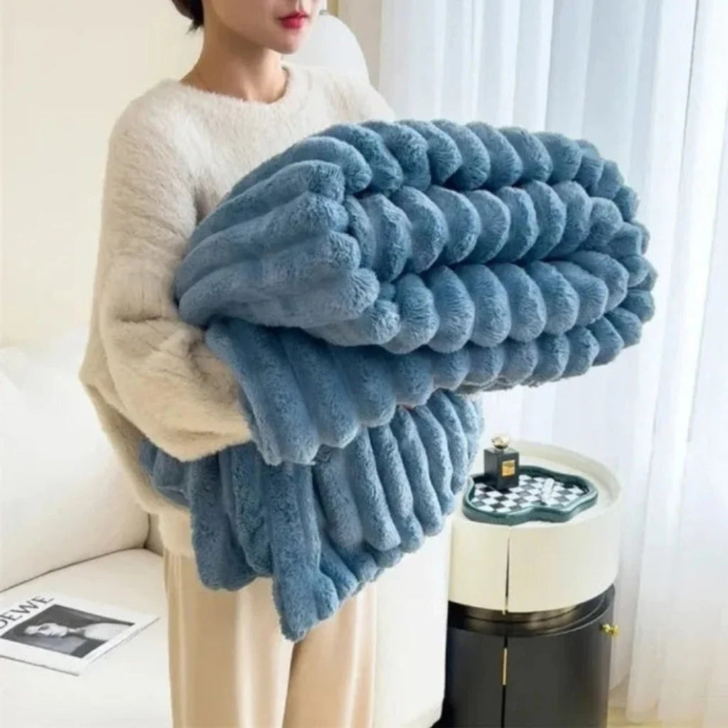Throw Blanket Oversized Textured Plush Machine Washable