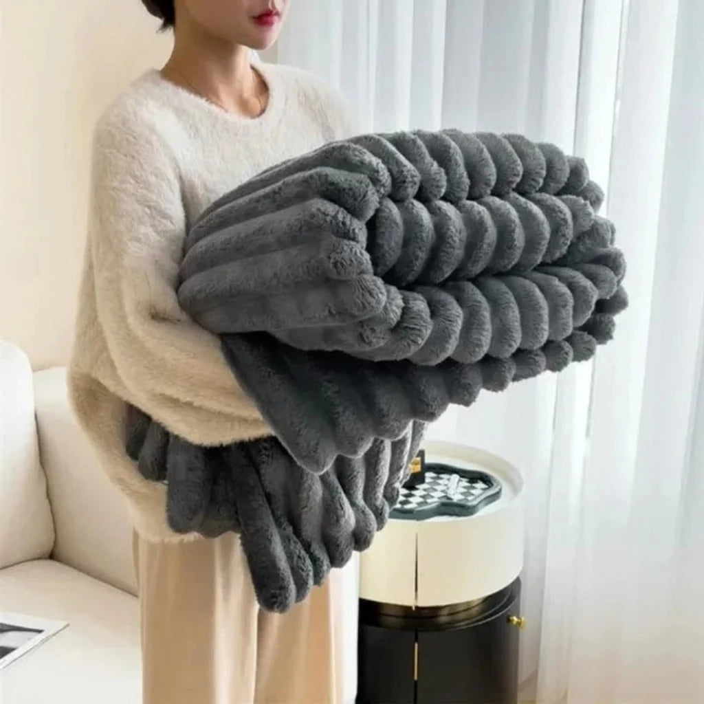 Throw Blanket Oversized Textured Plush Machine Washable