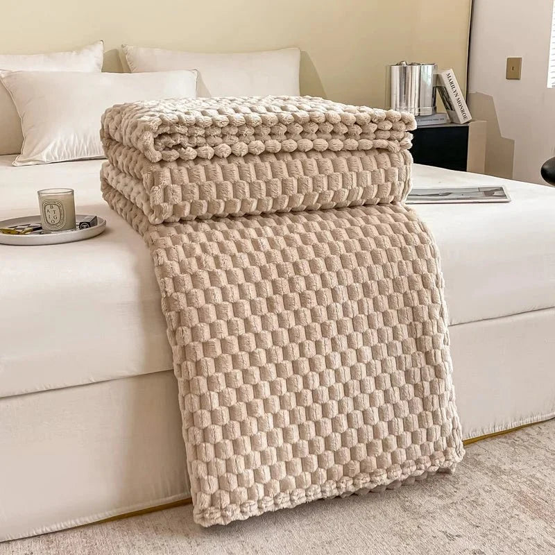 Throw Blanket Plush Velvet Plaid Warm & Cozy