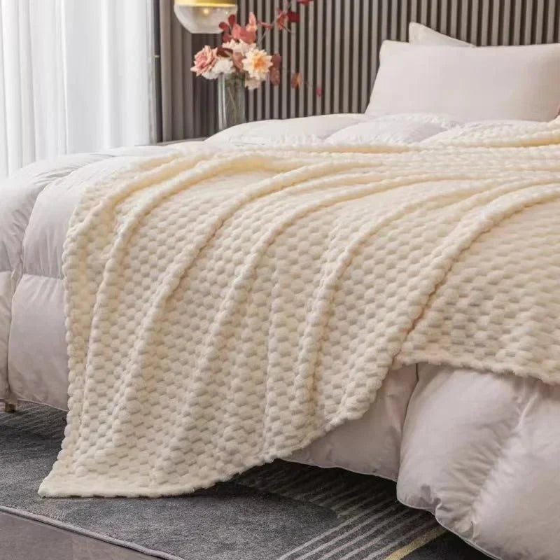 Throw Blanket Plush Velvet Plaid Warm & Cozy