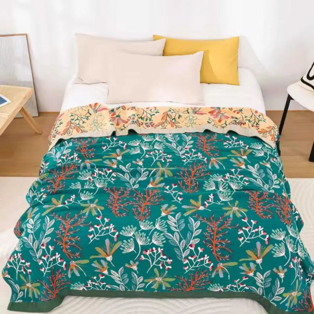 Throw Blanket Raised Floral Texture Plush Cotton Blend