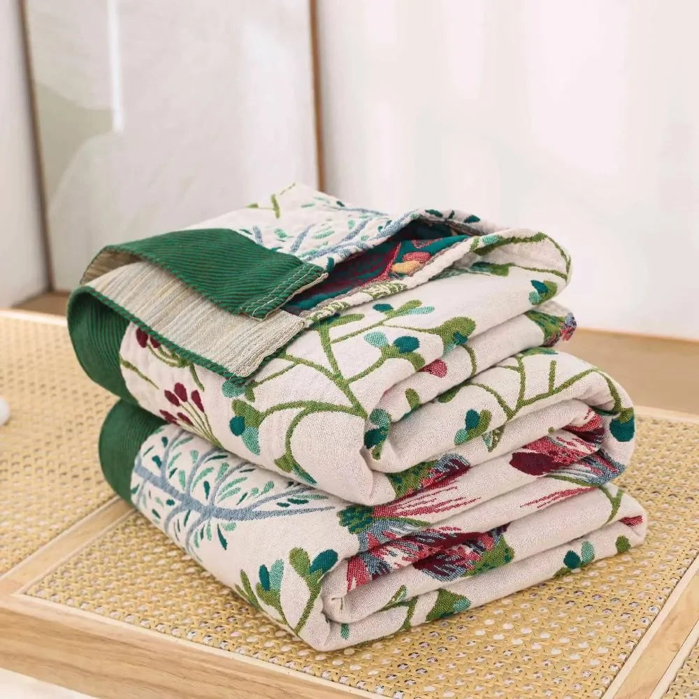Throw Blanket Raised Floral Texture Plush Cotton Blend