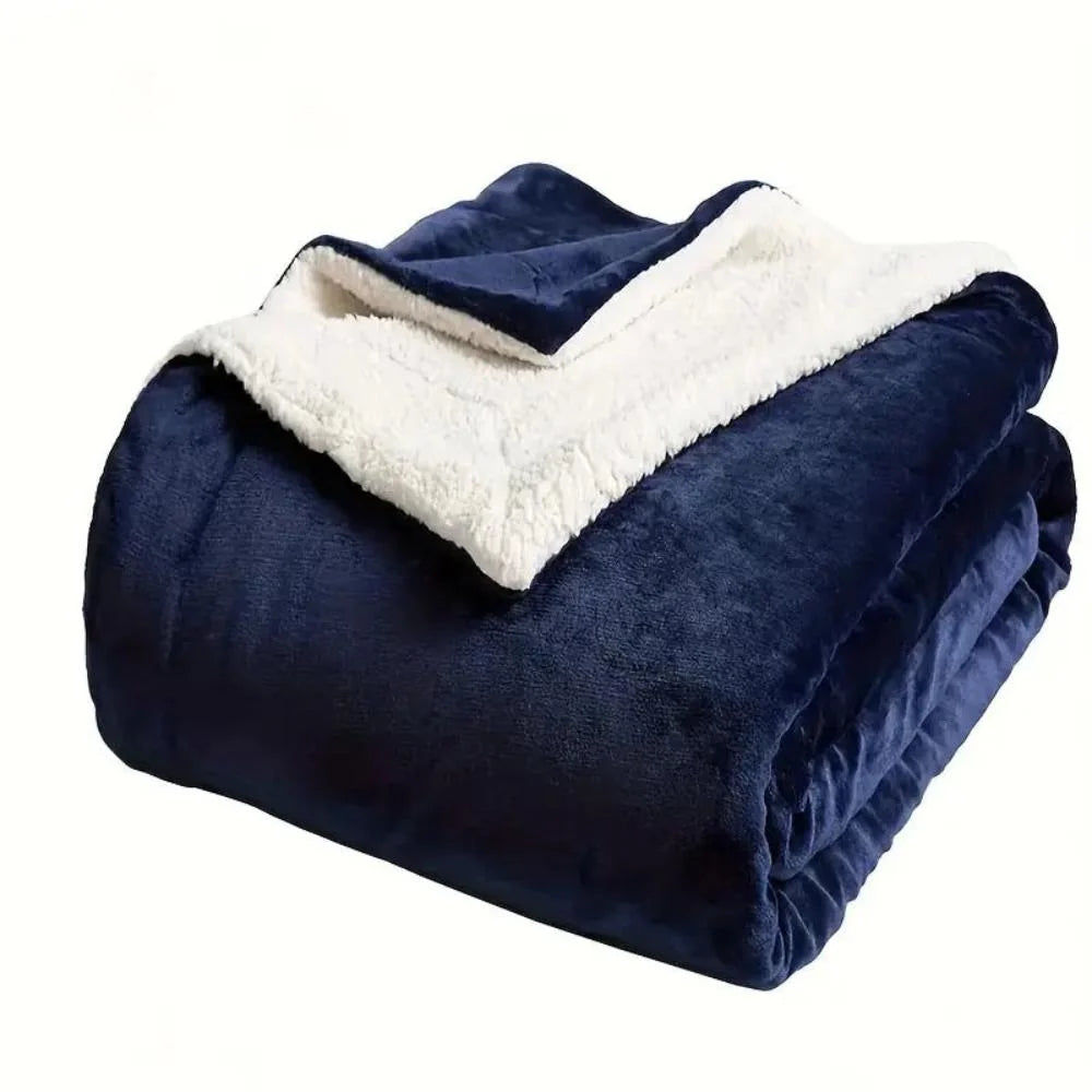 Throw Blanket Reversible Velour & Sherpa Machine Washable
