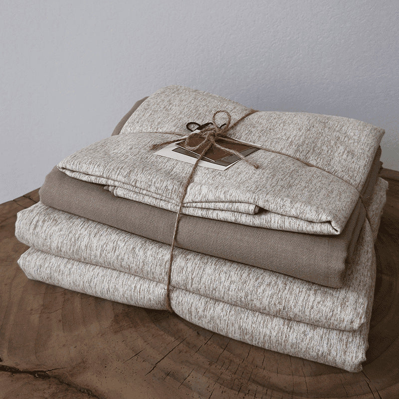 Throw Blanket Set Quilted Cotton-Linen Breathable Three-Piece