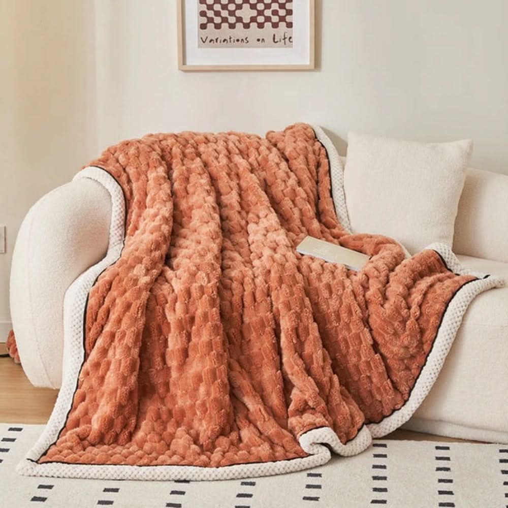 Throw Blanket Textured Sherpa Fleece Machine Washable