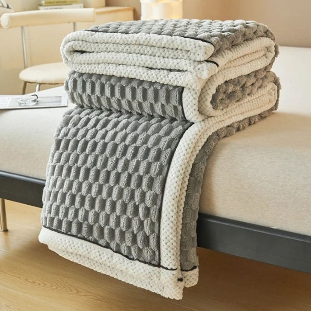 Throw Blanket Textured Sherpa Fleece Machine Washable