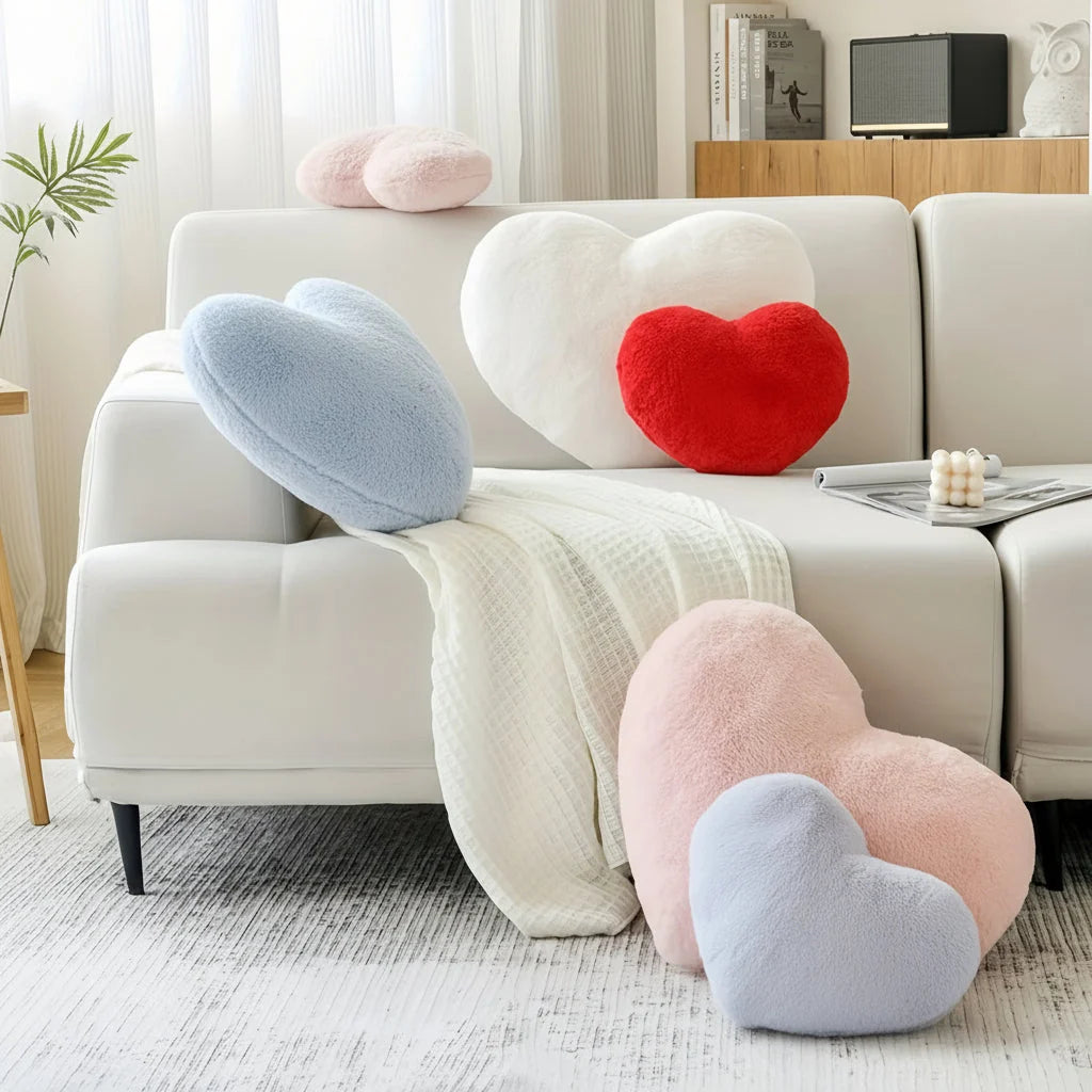 Throw Pillow Heart-Shaped Deep Plush Structured Fill