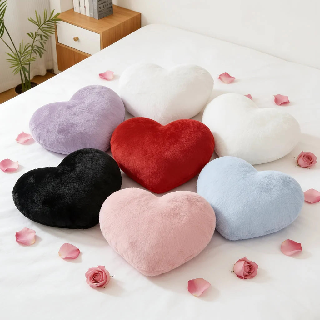 Throw Pillow Heart-Shaped Deep Plush Structured Fill