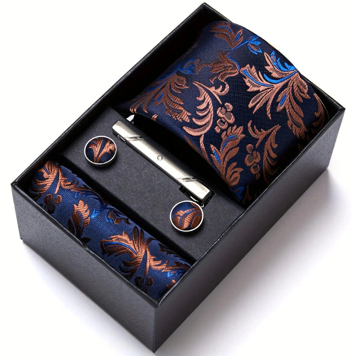 Tie Set Paisley Pocket Square, Tie Clip & Cufflinks