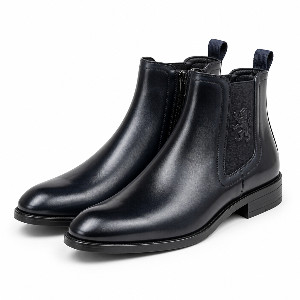 Timeless Lion Emblem Chelsea Boots (Side Zipper)